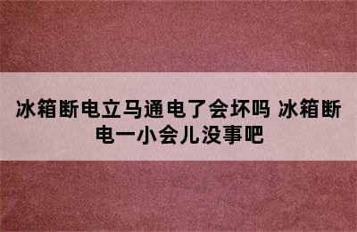 冰箱断电立马通电了会坏吗 冰箱断电一小会儿没事吧